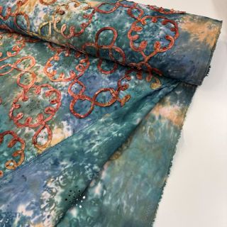 Țesătură din bumbac TIE DYE EMBROIDERY Elise tape design C