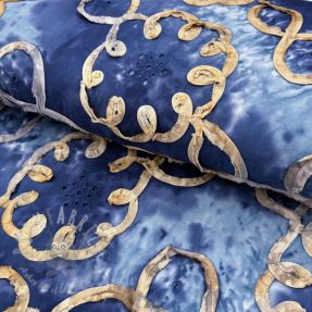 Țesătură din bumbac TIE DYE EMBROIDERY Elise tape design D