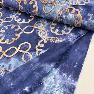 Țesătură din bumbac TIE DYE EMBROIDERY Elise tape design D