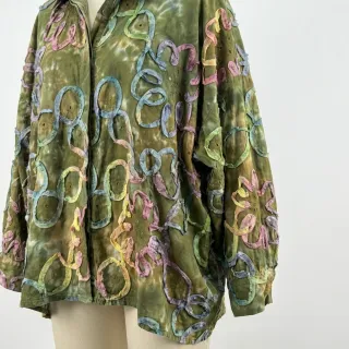 Țesătură din bumbac TIE DYE EMBROIDERY Elise tape design A