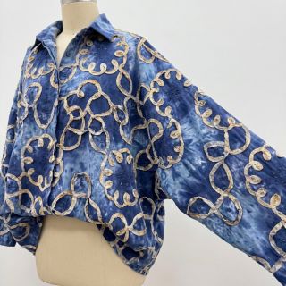 Țesătură din bumbac TIE DYE EMBROIDERY Elise tape design D