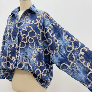 Țesătură din bumbac TIE DYE EMBROIDERY Elise tape design D