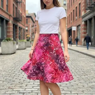 Țesătură din bumbac TIE DYE EMBROIDERY Elise tape design E