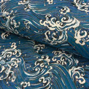 Țesătură decorativă jacquard Swell allover bleu