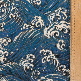 Țesătură decorativă jacquard Swell allover bleu