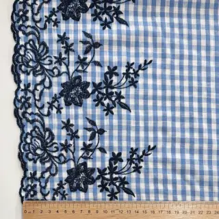 Țesătură din bumbac CHECKS ONE-SIDE BORDER blue