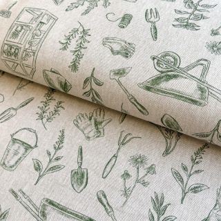 Țesătură decorativă Linenlook Garden Plant Tool digital print