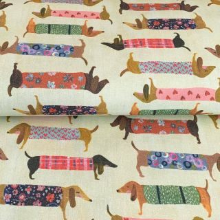 Țesătură decorativă premium Family Dachshund digital print