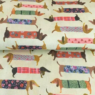Țesătură decorativă premium Family Dachshund digital print