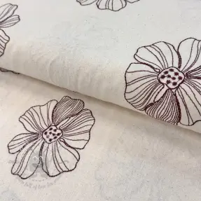 Viscoză cu in EMBROIDERY Flower Maya natural