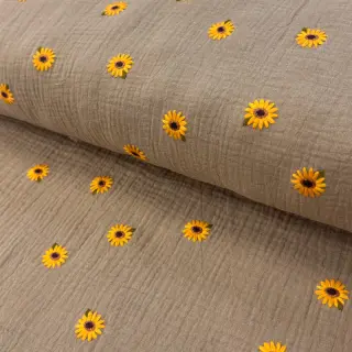 Mușelină EMBROIDERY Sunflowers beige