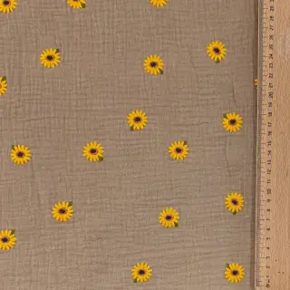 Mușelină EMBROIDERY Sunflowers beige