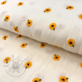 Mușelină EMBROIDERY Sunflowers natural