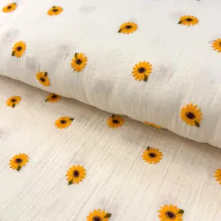 Mușelină EMBROIDERY Sunflowers natural