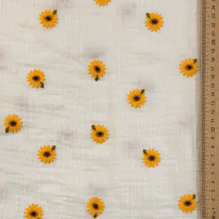 Mușelină EMBROIDERY Sunflowers natural