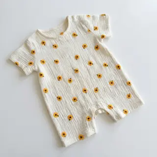 Mușelină EMBROIDERY Sunflowers natural