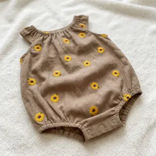 Mușelină EMBROIDERY Sunflowers beige