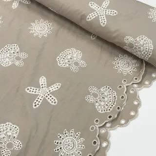 Țesătură din bumbac EMBROIDERY Sea ornaments natural