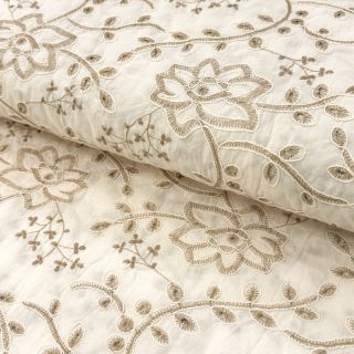 Țesătură din bumbac VOILE EMBROIDERY Kiara off white
