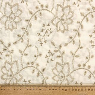 Țesătură din bumbac VOILE EMBROIDERY Kiara off white