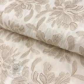 Țesătură din bumbac VOILE EMBROIDERY Kim off white