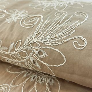 Țesătură din bumbac VOILE EMBROIDERY Kokka natural