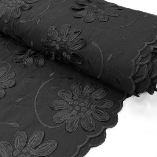 Țesătură din bumbac EMBROIDERY Bellagio black