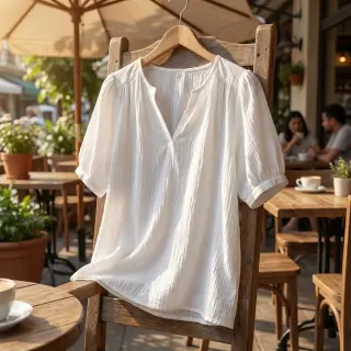 Țesătură din bumbac WASHED white