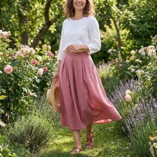 Țesătură din bumbac WASHED dark blush