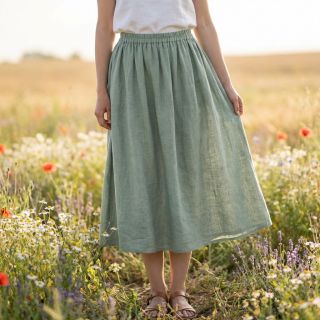 Țesătură din bumbac SLUB WASHED old green