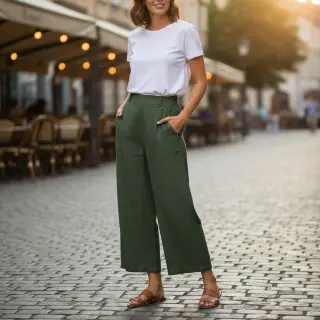Țesătură din bumbac SLUB WASHED army green
