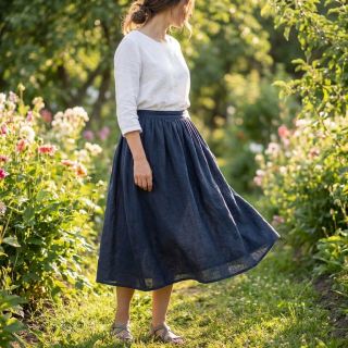 Țesătură din bumbac SLUB WASHED navy