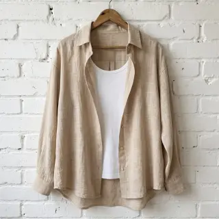 Țesătură din bumbac SLUB WASHED beige