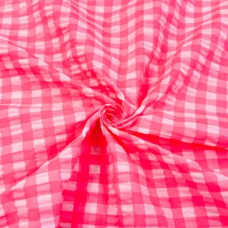 Țesătură din bumbac YARN DYED NEON BIG Checks pink