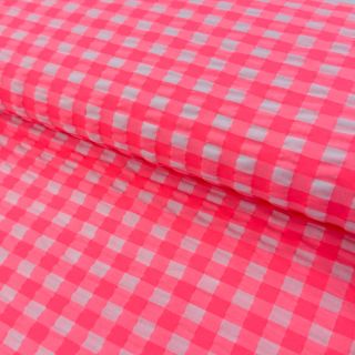Țesătură din bumbac YARN DYED NEON BIG Checks pink