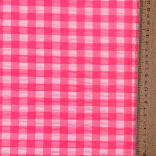 Țesătură din bumbac YARN DYED NEON BIG Checks pink