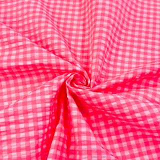 Țesătură din bumbac YARN DYED NEON SMALL Checks pink