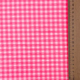 Țesătură din bumbac YARN DYED NEON SMALL Checks pink