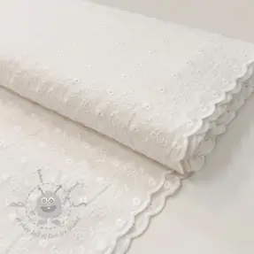Țesătură din bumbac EMBROIDERY TWO-SIDE SCALLOP Verena white