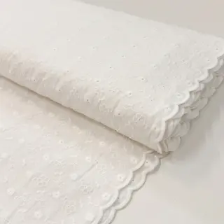 Țesătură din bumbac EMBROIDERY TWO-SIDE SCALLOP Verena white