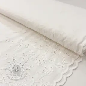 Țesătură din bumbac VOILE EMBROIDERY ONE-SIDE BORDER white