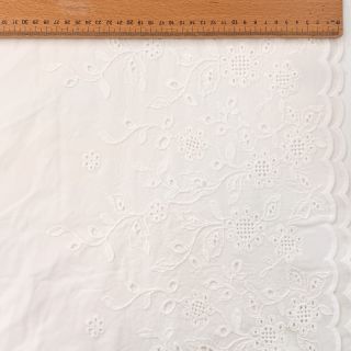 Țesătură din bumbac VOILE EMBROIDERY ONE-SIDE BORDER white