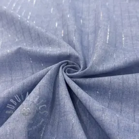Țesătură din bumbac YARN DYED Stripes LUREX blue