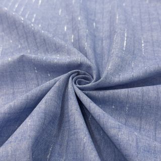 Țesătură din bumbac YARN DYED Stripes LUREX blue