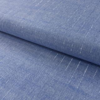 Țesătură din bumbac YARN DYED Stripes LUREX blue