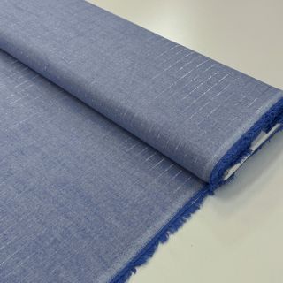 Țesătură din bumbac YARN DYED Stripes LUREX blue