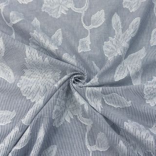 Țesătură din bumbac YARN DYED Stripes JACQUARD Flowers navy