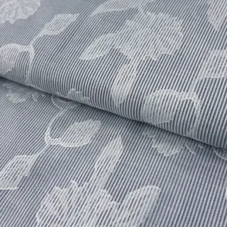 Țesătură din bumbac YARN DYED Stripes JACQUARD Flowers navy