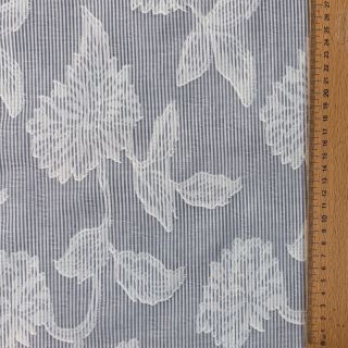 Țesătură din bumbac YARN DYED Stripes JACQUARD Flowers navy