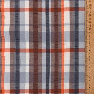 Țesătură din bumbac SEERSUCKER YARN DYED Checks blue